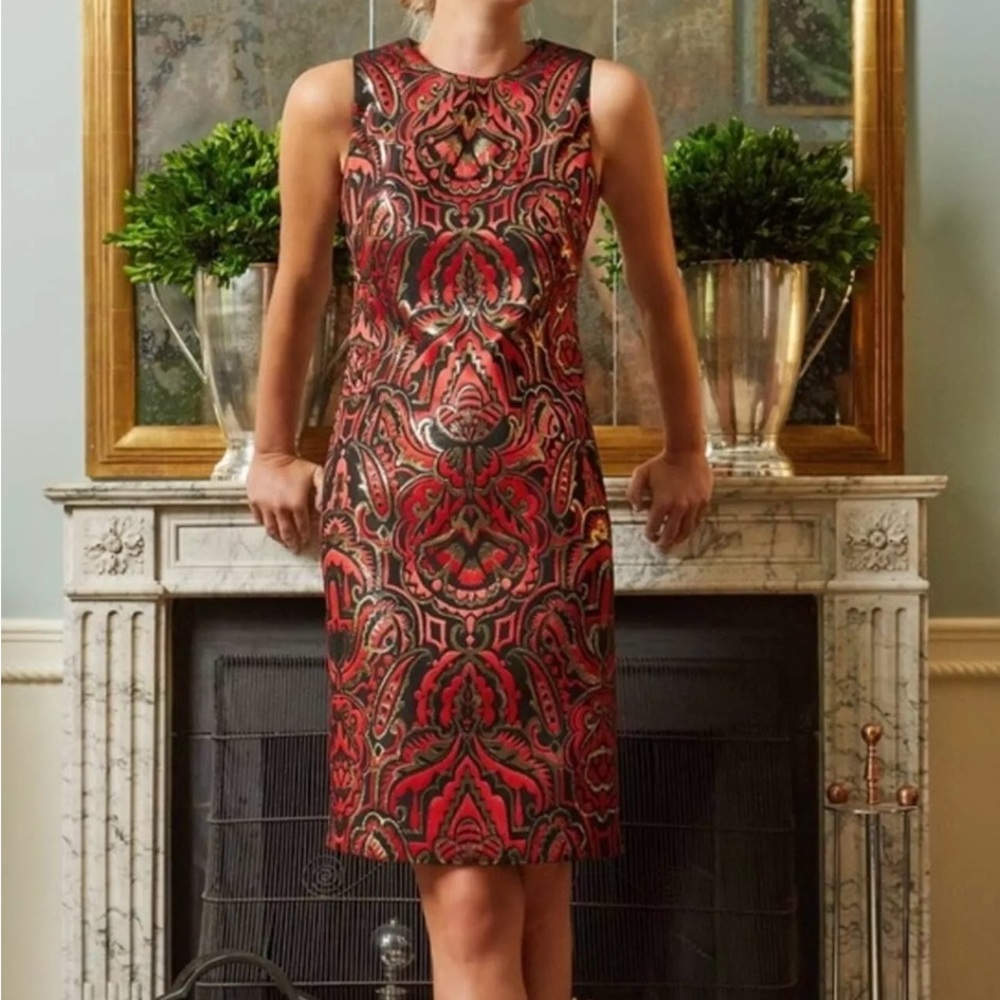 NWT- J. McLAUGHLIN Metallic Belinda Sheath Dress